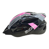 Capacete Rosa Preto Sinalizador Led Ciclismo Bike Bicicleta