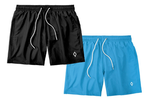 Kit 2 Shorts Bermuda Tactel Masculino Liso Lisa 2 Bolsos