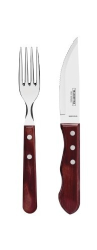 Set 12 Cuchillo + 12 Tenedor Tramontina Polywood Jumbo Asado