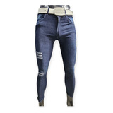 Pantalon De Jeans De Hombre Roto Chupin Elastizado