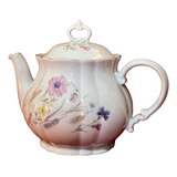 Antigua Tetera De Porcelana Verbano Floreada Pintura Oro