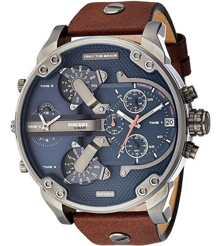 Reloj Para Hombre Diesel Modelo Dz7314 De Cuero Marrón Y Azul