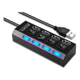 Hub Usb Extension 4 Puertos Luz Led Botones De Encendido Pc