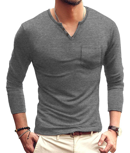 Playera Casual Moda Para Hombre Slim Fit Manga Largo 