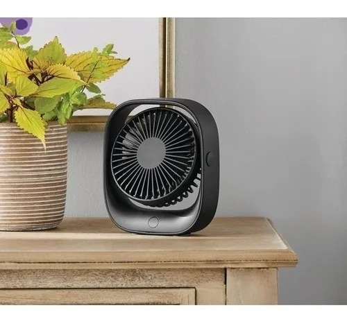 Ventilador Abanico Portatil Recargable 9cm Diametro Negro