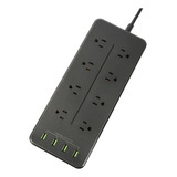 Power Strip De 2500 W Con 8 Enchufes Y 4 Puertos De Carga Rá