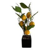 Planta Artificial Limonero Con Maceta De Ceramica 35 Cms