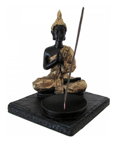 Incensário Buda Tibetano - Suporte Incenso Cor Preto, Dourado