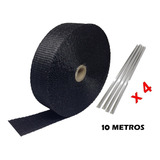 Fita Térmica Termotape Escapamento 2pol X 10m Preta + 4 Zip 