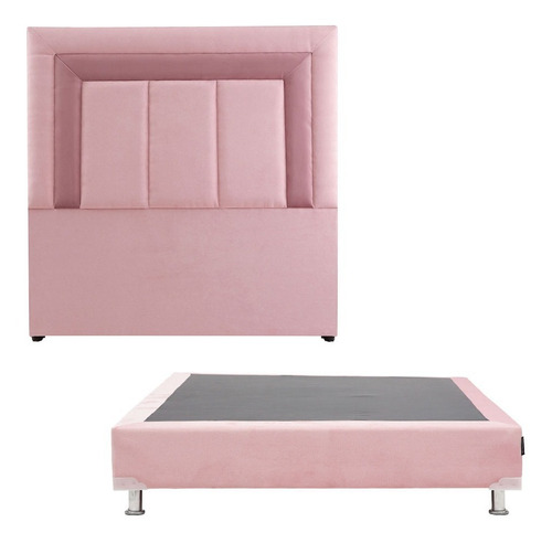 Cabecera Matrimonial Size Dicasa Bora Rose + Box Dicasa Pink
