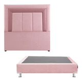 Cabecera Queen  Size Dicasa Bora Rose + Box Dicasa Pink