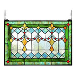 Yogoart Tiffany Style Stained Glass Green Window/wall Panels