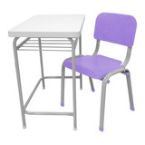 Carteira Escolar Infantil C/ Cadeira LG Flex Reforçada T3 Cor Lilás