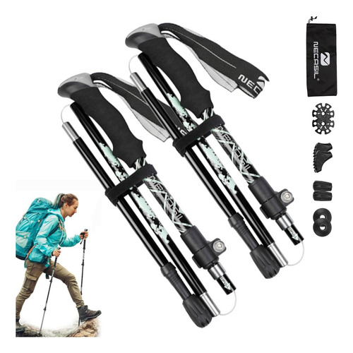 2 Pcs Baston Trekking Plegables Para Montañismo, Esquí S