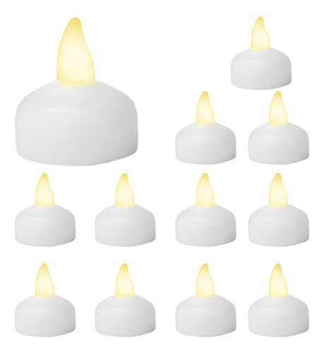 Velas De Te Led Flotantes ,12 Pz Color Cálido Hogar Decorar