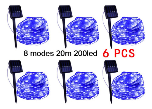 6pcs Serie Solar De 8 Modos Barra De Navidad De 20 M