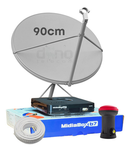 Kit 1 Receptor Digital Century - Antena 90cm Lnbf Ku Cabo