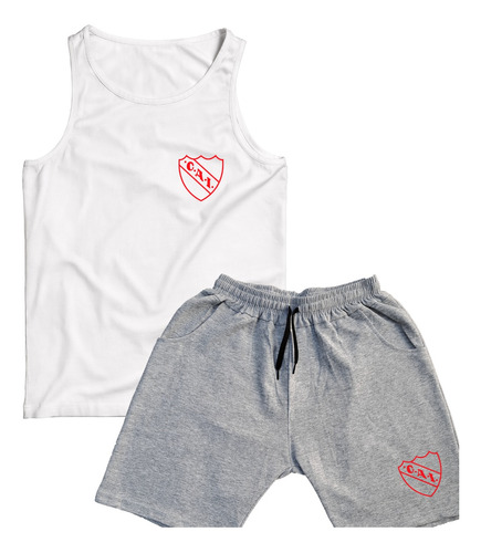 Conjunto Futbol Afa Musculosa Short Algodon Blanco Gris