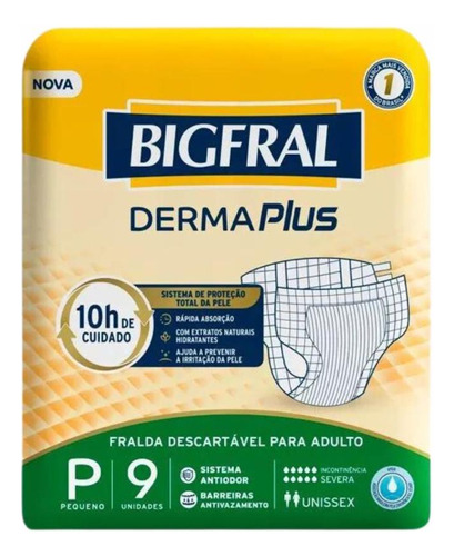 Fralda Descartável Para Adulto Bigfral Derma Plus P C/9uni