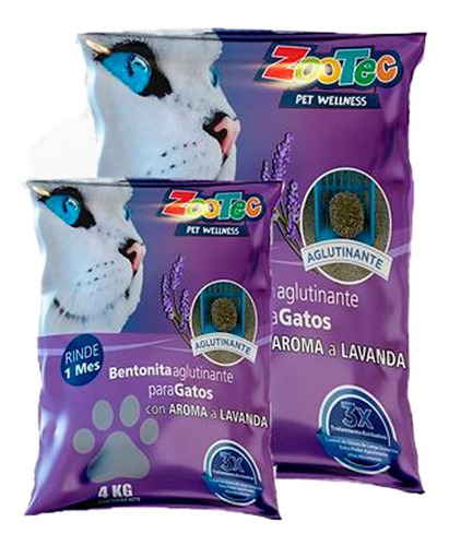 Piedra Arena Aglutinante Zootec P/gato Ultra Absorbente 12kg Aroma Lavanda X 12kg De Peso Neto