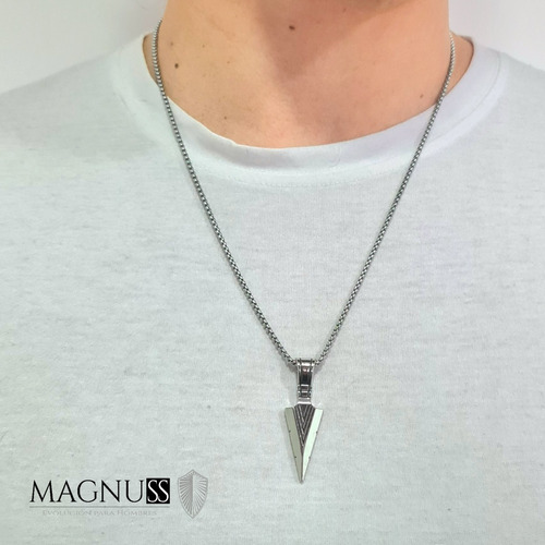 Cadena Collar Colgante Hombre Minimalista Dije Punta Flecha