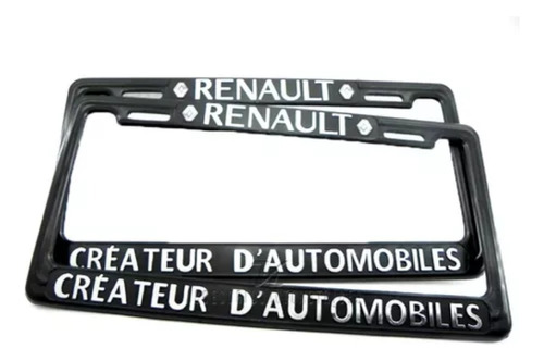 Juego Portaplaca Negra Con Letra Cromada -  Renault