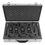 Kit Microfone Bateria Linha Pro 7 Mic Kadosh K7 Com Case Cor Preto