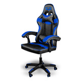 Silla De Escritorio Steelpro Rocket 2.0 Sin Reposapiés Gamer Ergonómica  Negra Y Azul Con Tapizado De Cuero Sintético