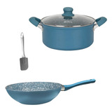 Set Hudson Olla 28cm Wok Blue Storm Antiadherente Inducción 