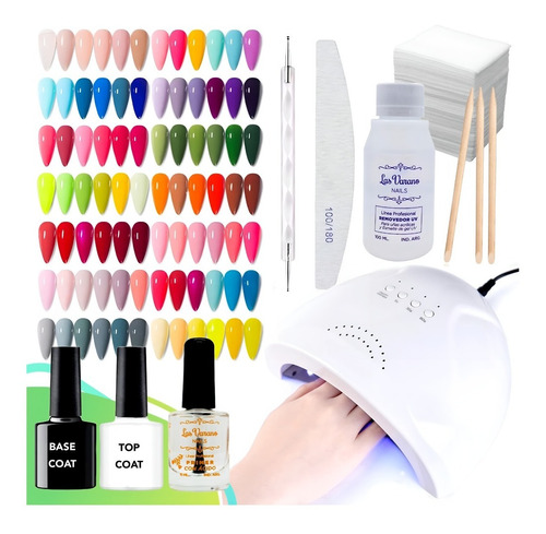 Kit Inicial X14 Manicura Gel Esmalte Removedor Cabina Led/uv