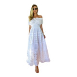 Vestido Indiano De Luxo Longo  Bordado Lease Branco