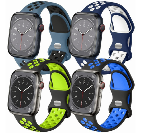 4 Correas De Silicona Para Apple Watch Series 8 7 Se 6 5 4 3