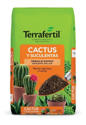 Sustrato Ideal Para Cactus Suculentas  X 5 Lts Terrafertil