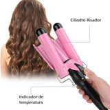 Pinza Rizadora De Cabello Plancha Ondulador Triple Tubo