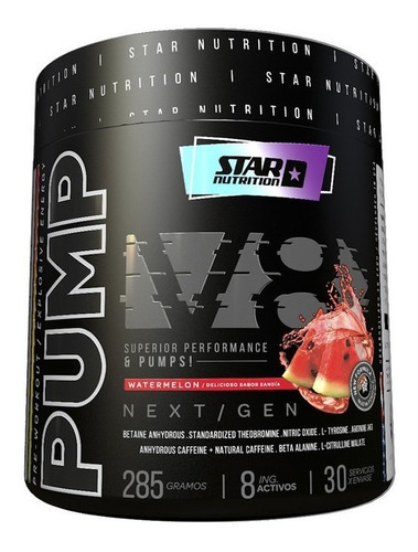 Suplemento En Polvo Star Nutrition  Pump V8 Aminoácidos Sabor Watermelon En Pote De 285g