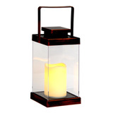 Fanal Clasico Con Simil Vela Led Decorativo Bordo