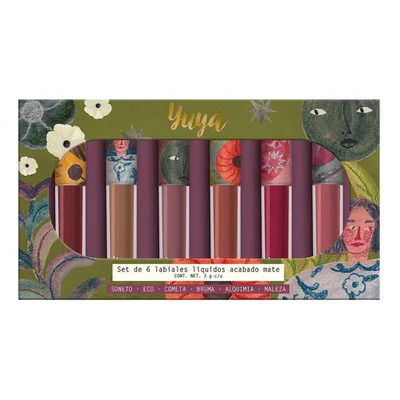 Set 6 Labiales Líquidos Mate Multicolor Yuya | Envío gratis