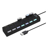 Hub Adaptador Usb 2.0 Con 7 Puertos Multi Conector 480 Mbps Color Negro