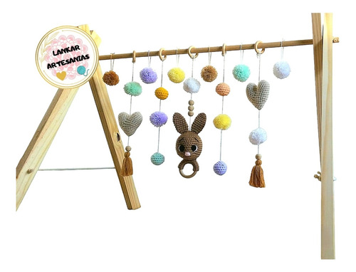 Gimnasio Bebe Montessori Madera Crochet Estimulacion Conejo