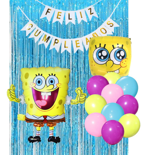 Combo Cumpleaños Globos Bob Esponja Tematica Decoracion