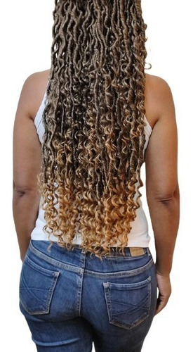 Cabelo Croche Braid Lady Faux Locs Pontas E Fios Ondulados