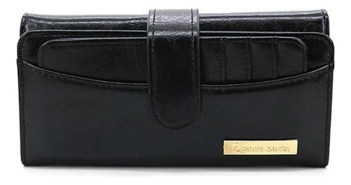 Billetera Pierre Cardin 100 Con Diseño Lisa Color Negro De Cuero - 10cm X 19cm X 4cm