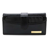 Billetera Pierre Cardin 100 Con Diseño Lisa Color Negro De Cuero - 10cm X 19cm X 4cm