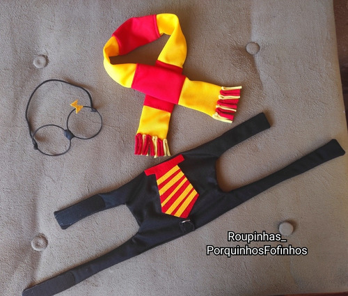 Roupa Pet Peitoral Harry Potter Completa Para Cães E Gatos