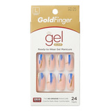 Uñas Glue-on Kiss - Gold Blue