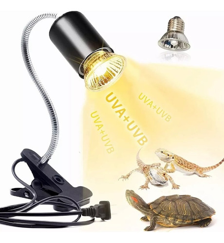 Foco Calor Para Reptiles Tortugas 3 En 1 Lámpara Uva Uvb 25w