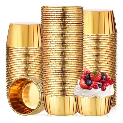 100 Capacillos Para Cupcakes Dorado Utensilios De Reposteria | MercadoLibre