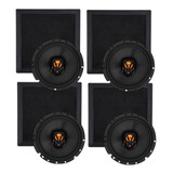 Kit 4 Arandela Coaxial Quadrada Preta Jbl 6trfx 200w Gesso 