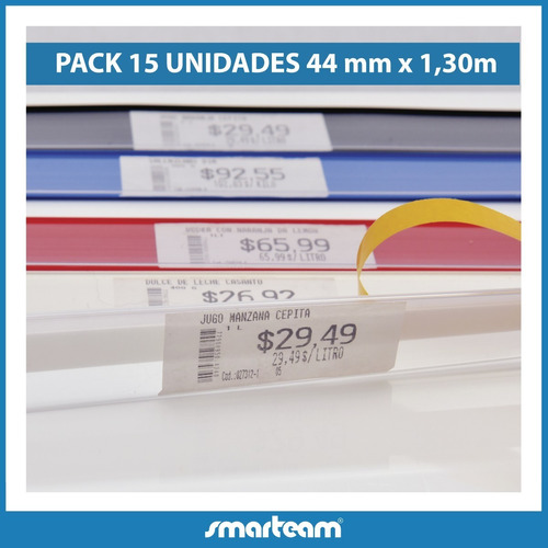 Portaprecios Estanterías Góndolas Pvc 44 Mm X 130 Cm X 15un 