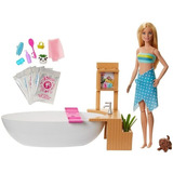 Barbie Rubia Set Baño Espuma Con Bañera Cachorro Accesorios